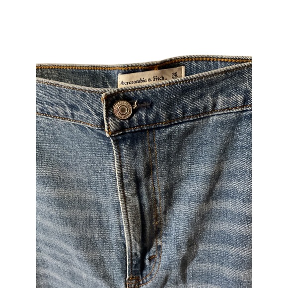 Abercrombie‎ & Fitch The 90s Slim Straight Ultra High Rise Blue Distressed Jeans - Picture 4 of 10